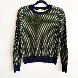 A.L.C. black and neon green honeycomb mesh sweater wool and alpaca blend size XS